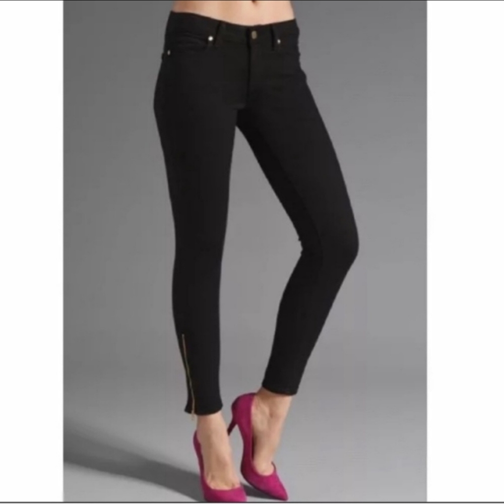 Paige Denim black skinny zipper jeans